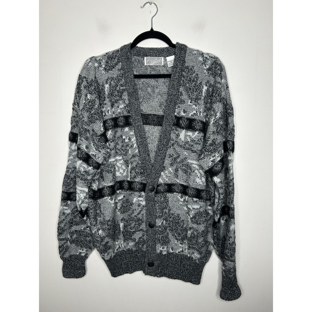 Method Vintage 80s Men's Cardigan Sweater Grandpa Geometric 90s Abstract Large